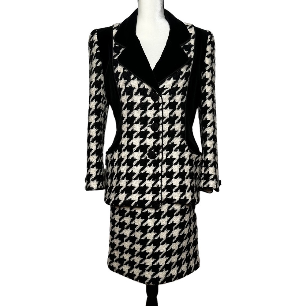 Oscar de la Renta | Vintage Houndstooth Blazer Skirt Set